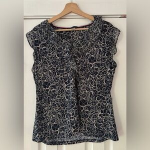 Tommy Hilfiger‎ Floral Navy and White  Blouse Size XL EUC